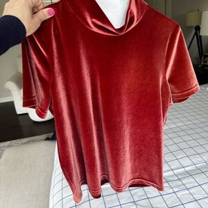 Madewell velvet mockneck top in burnt orange-reddish color. Size M.
